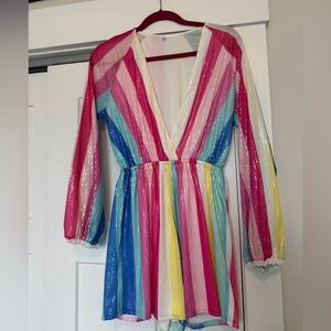 NWOT Women’s Colorful Striped Sequin Romper